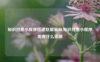 知识付费小程序搭建联盟骗局,知识付费小程序需要什么资质