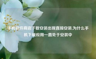 手机软件商店下载安装出现直接安装,为什么手机下载应用一直处于安装中