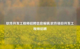 软件开发工程师招聘信息编辑,软件项目开发工程师招聘