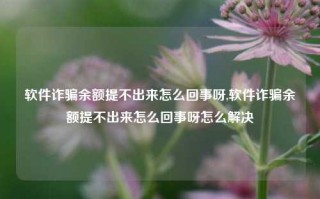 软件诈骗余额提不出来怎么回事呀,软件诈骗余额提不出来怎么回事呀怎么解决