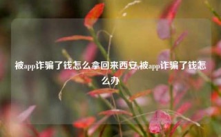 被app诈骗了钱怎么拿回来西安,被app诈骗了钱怎么办