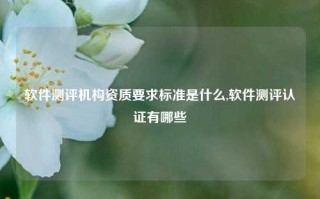 软件测评机构资质要求标准是什么,软件测评认证有哪些