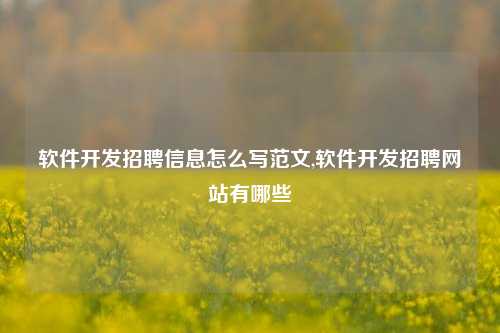 软件开发招聘信息怎么写范文,软件开发招聘网站有哪些-第1张图片-连云港禾元网络科技有限公司