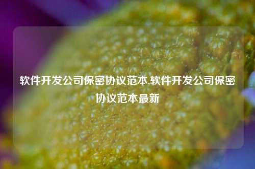 软件开发公司保密协议范本,软件开发公司保密协议范本最新-第1张图片-连云港禾元网络科技有限公司