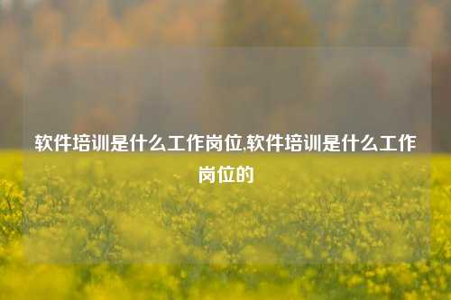 软件培训是什么工作岗位,软件培训是什么工作岗位的-第1张图片-连云港禾元网络科技有限公司