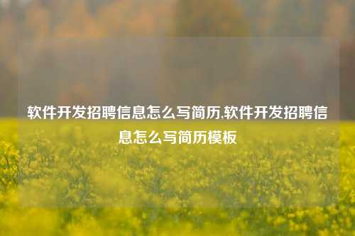 软件开发招聘信息怎么写简历,软件开发招聘信息怎么写简历模板-第1张图片-连云港禾元网络科技有限公司