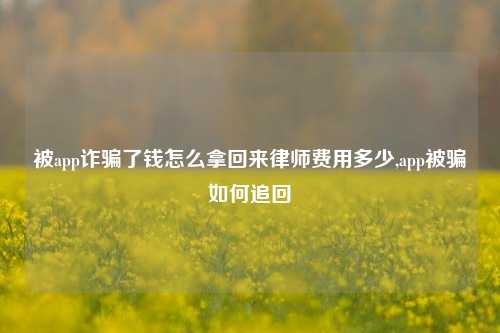 被app诈骗了钱怎么拿回来律师费用多少,app被骗如何追回-第1张图片-连云港禾元网络科技有限公司