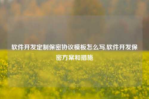 软件开发定制保密协议模板怎么写,软件开发保密方案和措施-第1张图片-连云港禾元网络科技有限公司