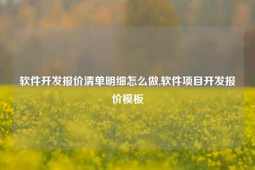 软件开发报价清单明细怎么做,软件项目开发报价模板-第1张图片-连云港禾元网络科技有限公司