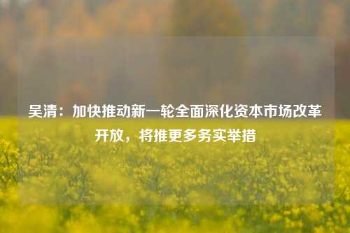 吴清：加快推动新一轮全面深化资本市场改革开放，将推更多务实举措-第1张图片-连云港禾元网络科技有限公司