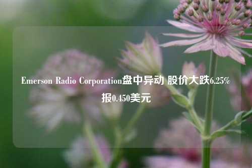 Emerson Radio Corporation盘中异动 股价大跌6.25%报0.450美元-第1张图片-连云港禾元网络科技有限公司