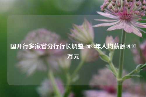 国开行多家省分行行长调整 2023年人均薪酬49.97万元