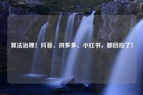 算法治理！抖音、拼多多、小红书，都回应了！