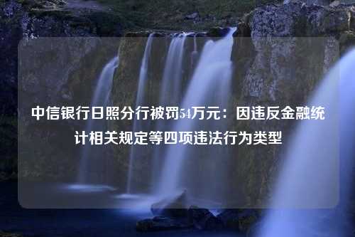 中信银行日照分行被罚54万元：因违反金融统计相关规定等四项违法行为类型