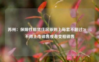 苏州：保障性租赁住房原则上每套不超过70㎡，不得上市销售或者变相销售