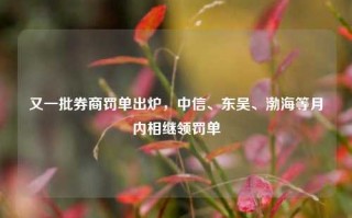 又一批券商罚单出炉，中信、东吴、渤海等月内相继领罚单