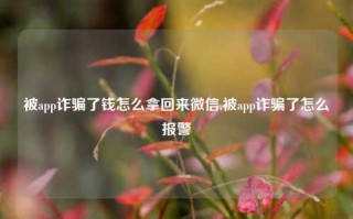 被app诈骗了钱怎么拿回来微信,被app诈骗了怎么报警