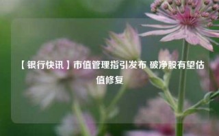 【银行快讯】市值管理指引发布 破净股有望估值修复