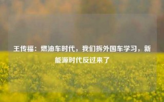 王传福：燃油车时代，我们拆外国车学习，新能源时代反过来了