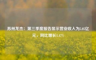 苏州龙杰：第三季度报告显示营业收入为5.05亿元，同比增长1.47%