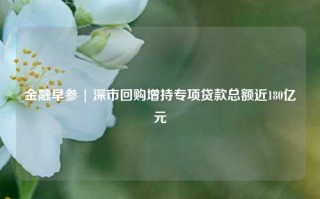 金融早参 | 深市回购增持专项贷款总额近180亿元