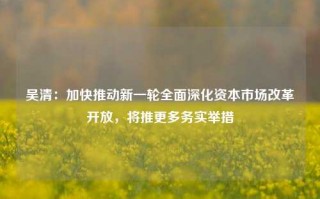 吴清：加快推动新一轮全面深化资本市场改革开放，将推更多务实举措