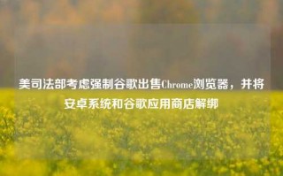 美司法部考虑强制谷歌出售Chrome浏览器，并将安卓系统和谷歌应用商店解绑