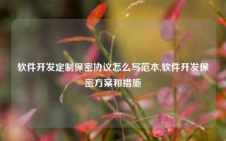 软件开发定制保密协议怎么写范本,软件开发保密方案和措施