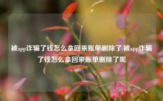 被app诈骗了钱怎么拿回来账单删除了,被app诈骗了钱怎么拿回来账单删除了呢