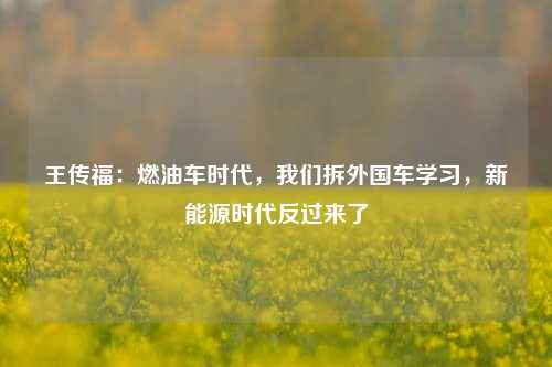 王传福：燃油车时代，我们拆外国车学习，新能源时代反过来了-第1张图片-连云港禾元网络科技有限公司