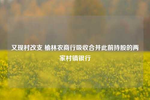 又现村改支 榆林农商行吸收合并此前持股的两家村镇银行-第1张图片-连云港禾元网络科技有限公司