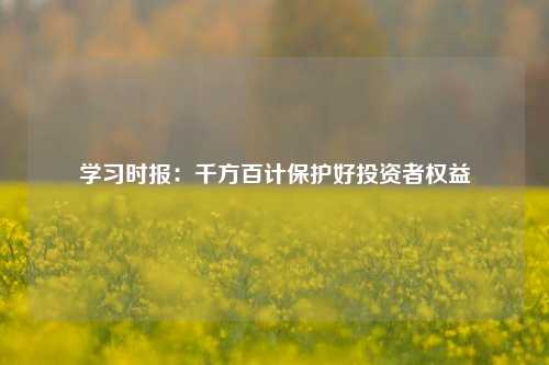 学习时报：千方百计保护好投资者权益-第1张图片-连云港禾元网络科技有限公司