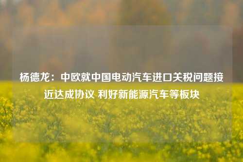 杨德龙：中欧就中国电动汽车进口关税问题接近达成协议 利好新能源汽车等板块-第1张图片-连云港禾元网络科技有限公司